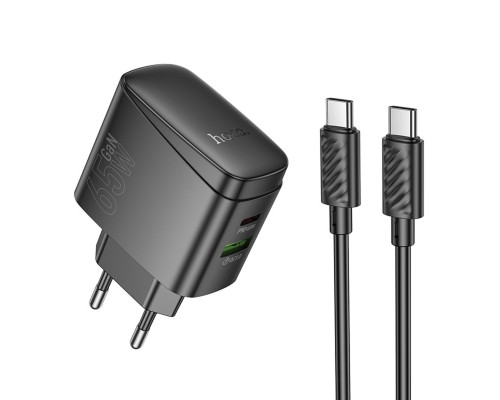 Мережевий зарядний пристрій HOCO CS63A Bright PD65W(1A1C) charger set (C to C)(EU) Black (6942007638487)