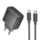 Мережевий зарядний пристрій HOCO CS63A Bright PD65W(1A1C) charger set (C to C)(EU) Black (6942007638487)