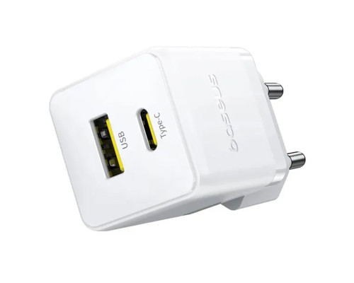 Мережевий зарядний пристрій Baseus Palm Fast Charger C+U 20W EU Moon White (P10111608213-00)