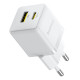 Мережевий зарядник пристрій Baseus Palm Fast Charger C+U 30W EU Moon White (with Baseus Mini White Cable USB-C to USB-C 60W (20V/3A) 1m Moon White) (P1011160A213-01)