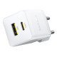 Мережевий зарядник пристрій Baseus Palm Fast Charger C+U 30W EU Moon White (with Baseus Mini White Cable USB-C to USB-C 60W (20V/3A) 1m Moon White) (P1011160A213-01)