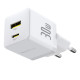 Мережевий зарядник пристрій Baseus Palm Fast Charger C+U 30W EU Moon White (with Baseus Mini White Cable USB-C to USB-C 60W (20V/3A) 1m Moon White) (P1011160A213-01)