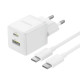Мережевий зарядник пристрій Baseus Palm Fast Charger C+U 30W EU Moon White (with Baseus Mini White Cable USB-C to USB-C 60W (20V/3A) 1m Moon White) (P1011160A213-01)