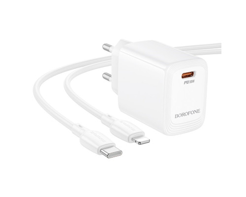 Мережевий зарядний пристрій BOROFONE BN28 Fuente single port PD30W charger (EU) White (6941991120299)