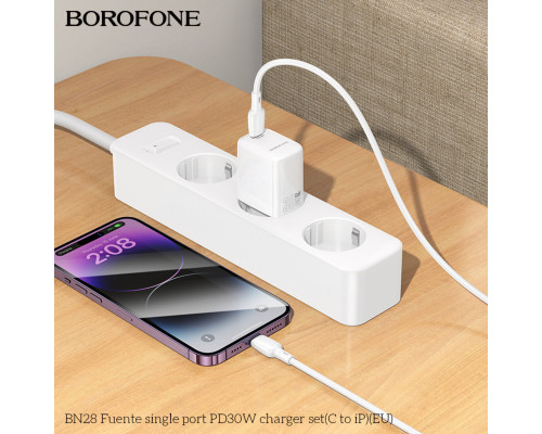 Мережевий зарядний пристрій BOROFONE BN28 Fuente single port PD30W charger (EU) White (6941991120299)