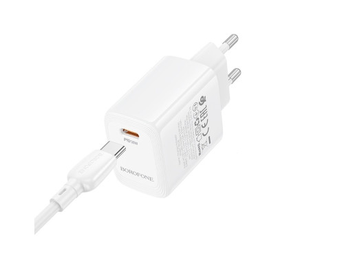 Мережевий зарядний пристрій BOROFONE BN28 Fuente single port PD30W charger (EU) White (6941991120299)