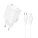 Мережевий зарядний пристрій BOROFONE BN28 Fuente single port PD30W charger set (C to iP) (EU) White (6941991120305)