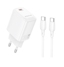 Мережевий зарядний пристрій BOROFONE BN28 Fuente single port PD30W charger set (C to C) (EU) White (6941991120312)