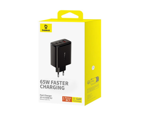 Мережевий зарядний пристрій Baseus Cube Pro Fast Charger 2C+U 65W EU Cluster Black (P10152301113-00)