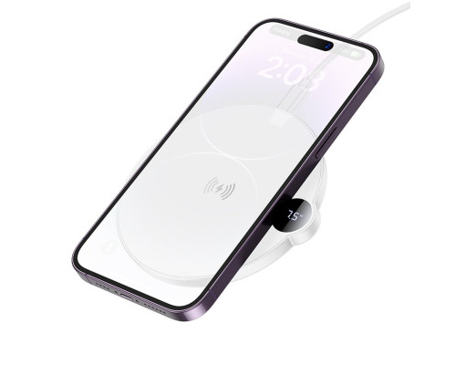 Бездротовий зарядний пристрій BOROFONE BQ39 Cypress desktop wireless fast charger with digital display White (6941991120558)