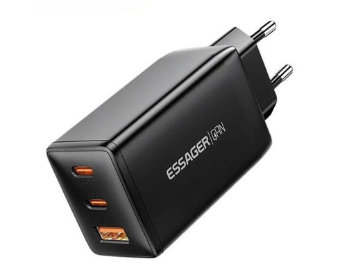Мережевий зарядний пристрій ESSAGER DIANYUN 67W GaN travel charger 2C+A black (ECTAC-DYB01-Z)