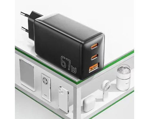 Мережевий зарядний пристрій ESSAGER DIANYUN 67W GaN travel charger 2C+A black (ECTAC-DYB01-Z)