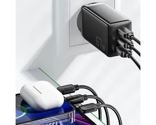 Мережевий зарядний пристрій ESSAGER DIANYUN 67W GaN travel charger 2C+A black (ECTAC-DYB01-Z)