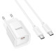Мережевий зарядний пристрій HOCO C146A Charm single port PD20W charger set (C to C) (EU) White (6942007630269)