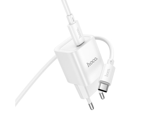 Мережевий зарядний пристрій HOCO C146A Charm single port PD20W charger set (C to C) (EU) White (6942007630269)