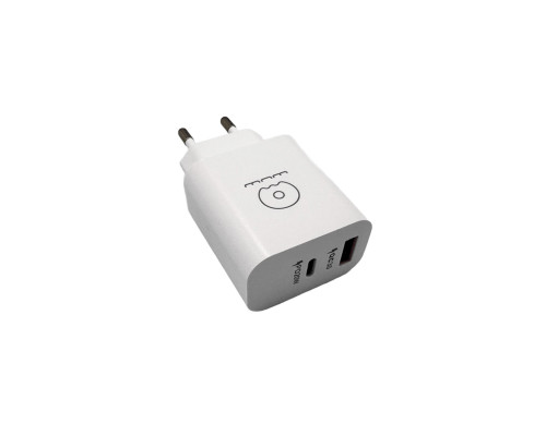 Мережевий зарядний пристрій WUW-C172 20W PD USB-C + USB QC3.0 18W white (c172W)