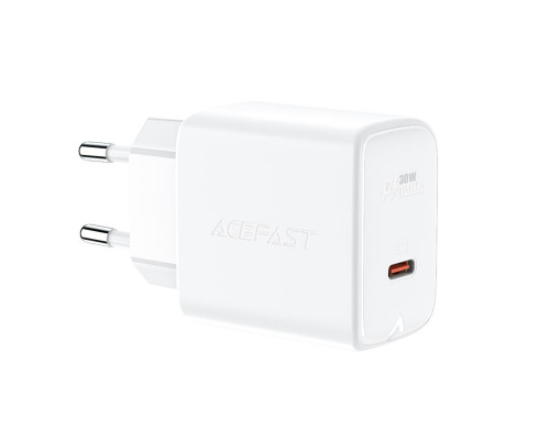 Мережевий зарядний пристрій ACEFAST A21 30W GaN single USB-C charger White (AFA21W)