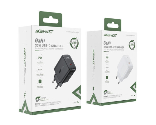 Мережевий зарядний пристрій ACEFAST A21 30W GaN single USB-C charger White (AFA21W)