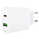 Мережевий зарядний пристрій ACEFAST A25 PD20W (USB-C+USB-A) dual port charger White (AFA25W)