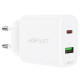 Мережевий зарядний пристрій ACEFAST A25 PD20W (USB-C+USB-A) dual port charger White (AFA25W)