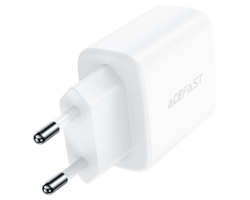 Мережевий зарядний пристрій ACEFAST A25 PD20W (USB-C+USB-A) dual port charger White (AFA25W)