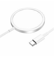 Бездротовий зарядний пристрій HOCO CW47 Original series 15W magnetic wireless fast charger White (6931474795076)