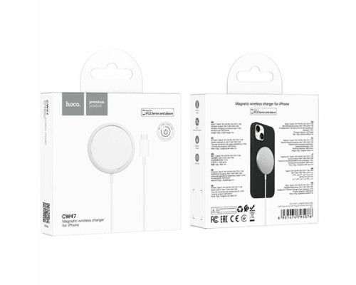 Бездротовий зарядний пристрій HOCO CW47 Original series 15W magnetic wireless fast charger White (6931474795076)