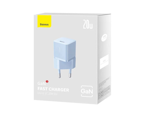 Мережевий зарядний пристрій Baseus GaN5 Fast Charger(mini) 1C 20W EU Blue (CCGN050103)