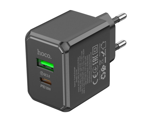 Мережевий зарядний пристрій HOCO CS14A Ocean PD20W+QC3.0 charger Black (6942007603898 )