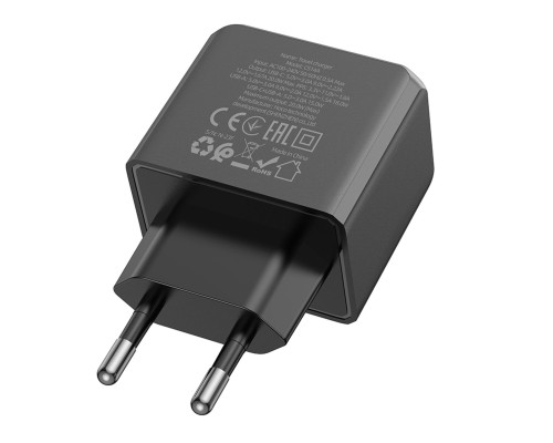 Мережевий зарядний пристрій HOCO CS14A Ocean PD20W+QC3.0 charger Black (6942007603898 )