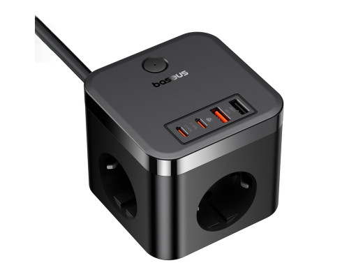 Мережевий зарядний пристрій Baseus PowerCombo Cube Power Strip 3AC+2U+2C 30W 1.5m EU Cluster Black (E00066400117-00)