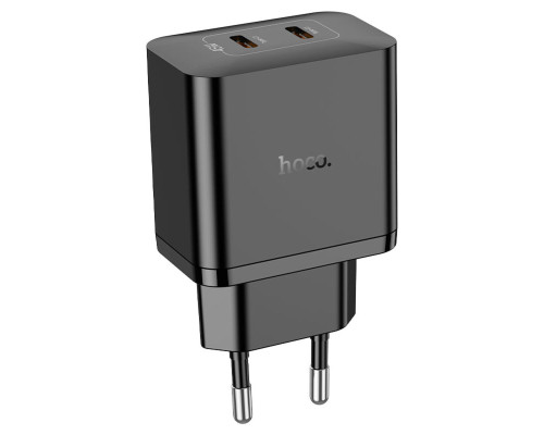 Мережевий зарядний пристрій HOCO N35 Streamer dual-port PD45W GaN (2C) charger(EU) Black (6931474797193)
