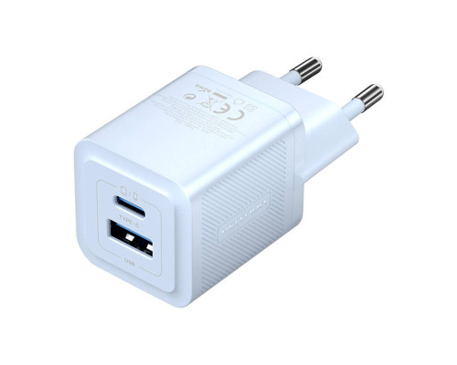 Зарядний пристрій Vention 2-Port USB (C + A) GaN Charger (30W/30W) EU-Plug Blue (FEQL0-EU)