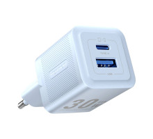 Зарядний пристрій Vention 2-Port USB (C + A) GaN Charger (30W/30W) EU-Plug Blue (FEQL0-EU)