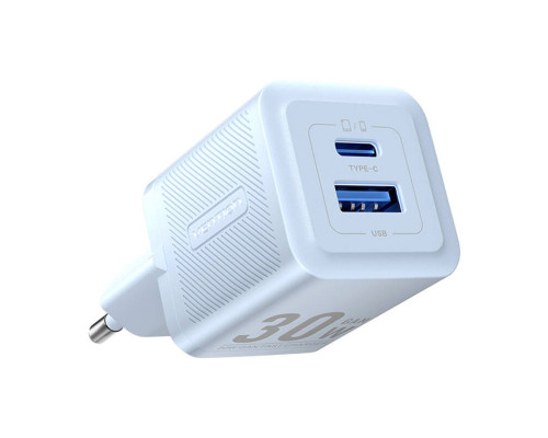 Зарядний пристрій Vention 2-Port USB (C + A) GaN Charger (30W/30W) EU-Plug Blue (FEQL0-EU)