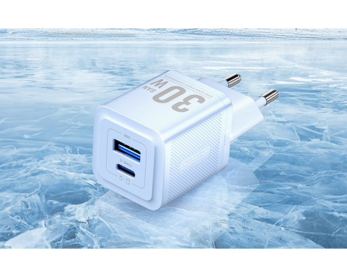 Зарядний пристрій Vention 2-Port USB (C + A) GaN Charger (30W/30W) EU-Plug Blue (FEQL0-EU)