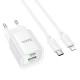 Мережевий зарядний пристрій HOCO C147A Charm PD20W+QC3.0 charger set (C to iP)(EU) White (6942007630283)