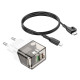 Мережевий зарядний пристрій BOROFONE BA80A Scenery PD20W+QC3.0 charger set (C to iP)(EU) Transparent Black (6941991105166)