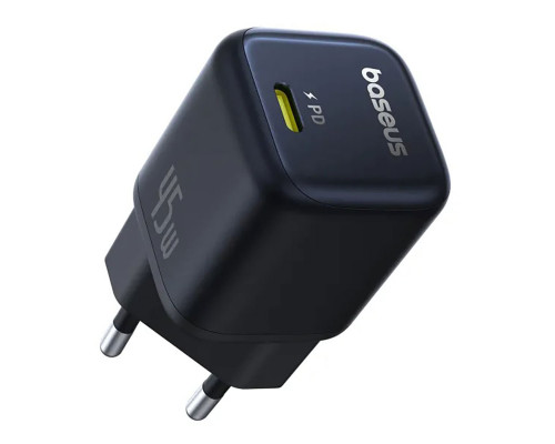 Мережевий зарядник пристрій Baseus PicoGo GaN Fast Charger 1C 45W EU Cosmic Black (P10176800123-00)
