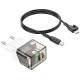 Мережевий зарядний пристрій BOROFONE BA80A Scenery PD20W+QC3.0 charger set(Type-C to Type-C) Transparent Black (6941991105173)