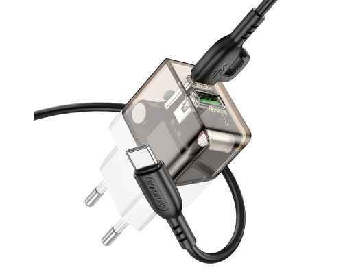 Мережевий зарядний пристрій BOROFONE BA80A Scenery PD20W+QC3.0 charger set(Type-C to Type-C) Transparent Black (6941991105173)