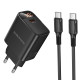 Мережевий зарядний пристрій BOROFONE BA97A Ilustre single-port PD30W charger with digital display set (C to C) (EU) Black (6941991120503)