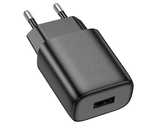 Мережевий зарядний пристрій HOCO C134A Solid single port charger (EU) Black (6942007621298)