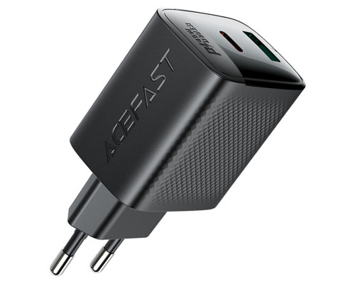 Мережевий зарядний пристрій ACEFAST A106 PD45W GaN (USB-C+USB-A) charger (EU) Black (6974316284031)