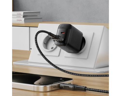 Мережевий зарядний пристрій ACEFAST A106 PD45W GaN (USB-C+USB-A) charger (EU) Black (6974316284031)