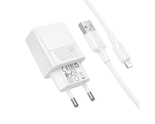 Мережевий зарядний пристрій BOROFONE BAS71A Source single-port charger set(iP) White (6941991122583)