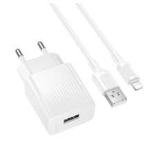 Мережевий зарядний пристрій BOROFONE BAS71A Source single-port charger set(iP) White (6941991122583)