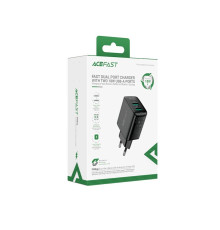 Мережевий зарядний пристрій ACEFAST A33 QC18W (USB-A+USB-A) dual port charger Black (AFA33B)