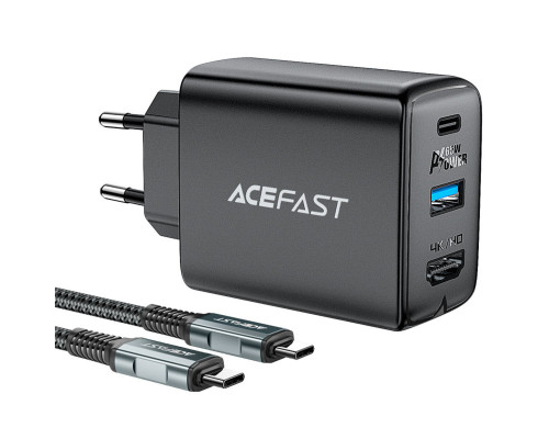 Мережевий зарядний пристрій ACEFAST A17 65W GaN multi-function HUB charger set Black (6974316281085)