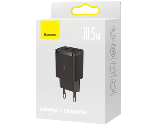 Мережевий зарядний пристрій Baseus Compact Charger 2U 10.5W EU Black (CCXJ010201)